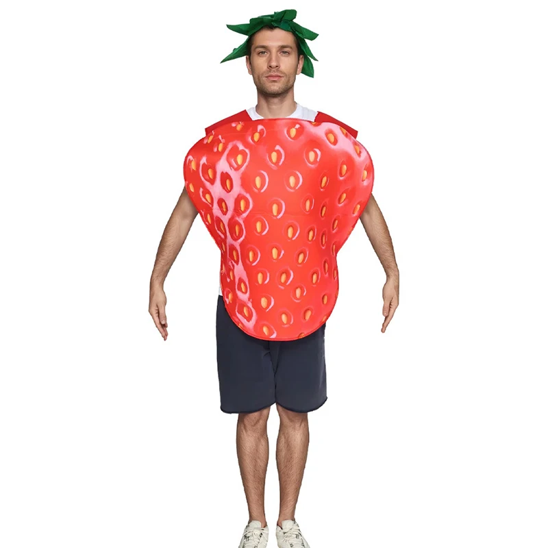 

Adult Funny Fruit Carnival Halloween Fancy Dress Up Women Get Real Strawberry Costume