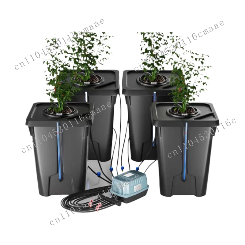 Hydroponic growth system with top drip kit, with air pump, air stone and water level unit