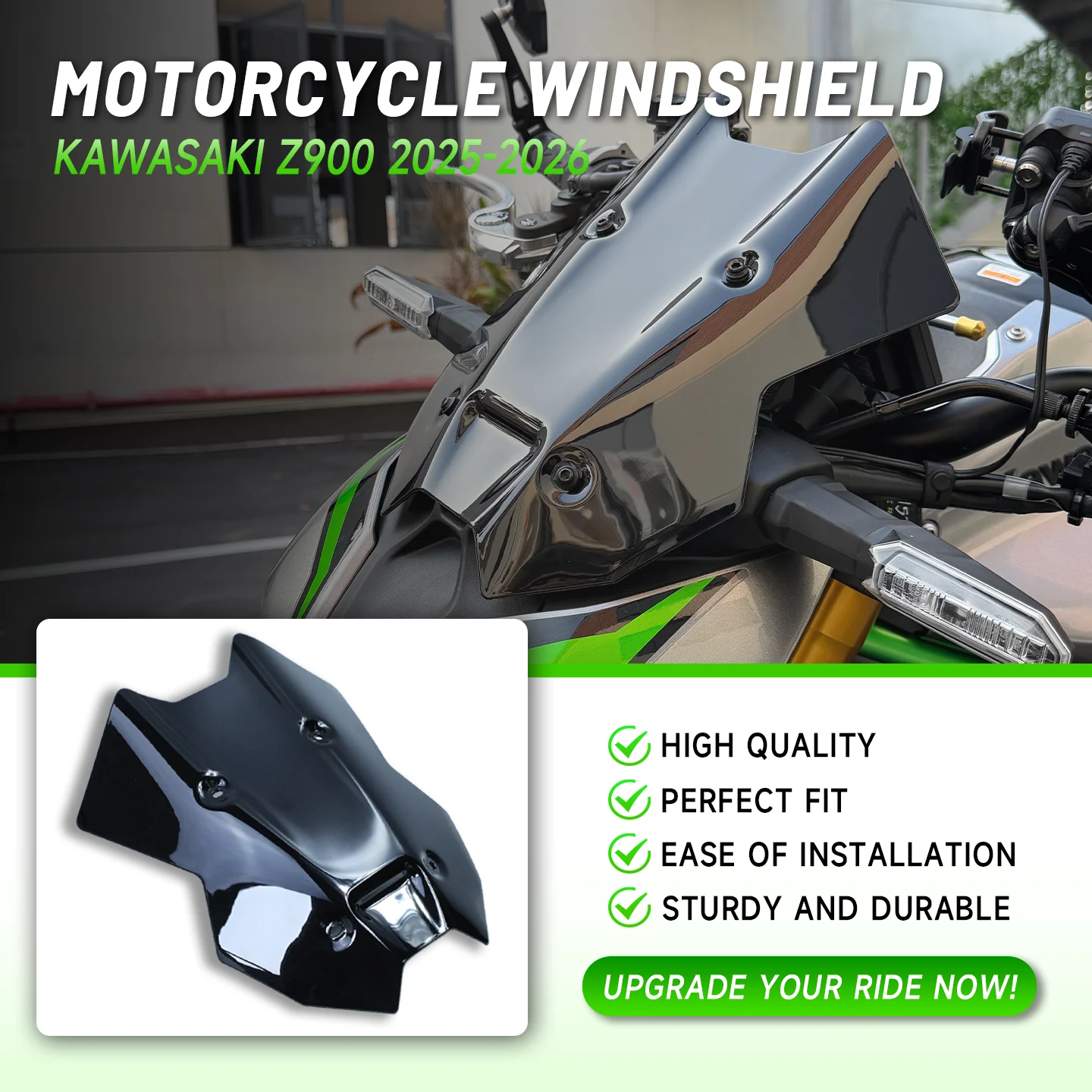 For Kawasaki Z900 Motorcycle Windshield Windscreen Fairing Wind Deflector Visor Motorcycle Front Windshield Accessories 2025-26