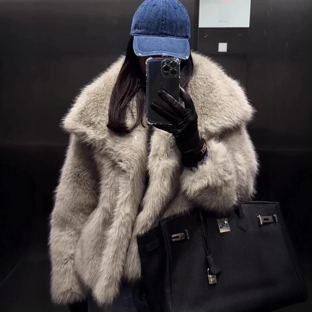السيدات ort معطف الفرو كسول Sle الجلود الاصطناعية Jaet المرأة معطف الفرو الخصر مقصوص نسخة طويلة Sve طوق #4