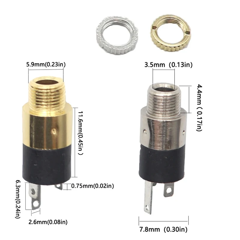 【5PCS】3.5MM Cylindrical Socket PJ-392 Stereo Female Jack With Screw 3.5 Audio Video Headphone Connector PJ392 GOLD PLATED