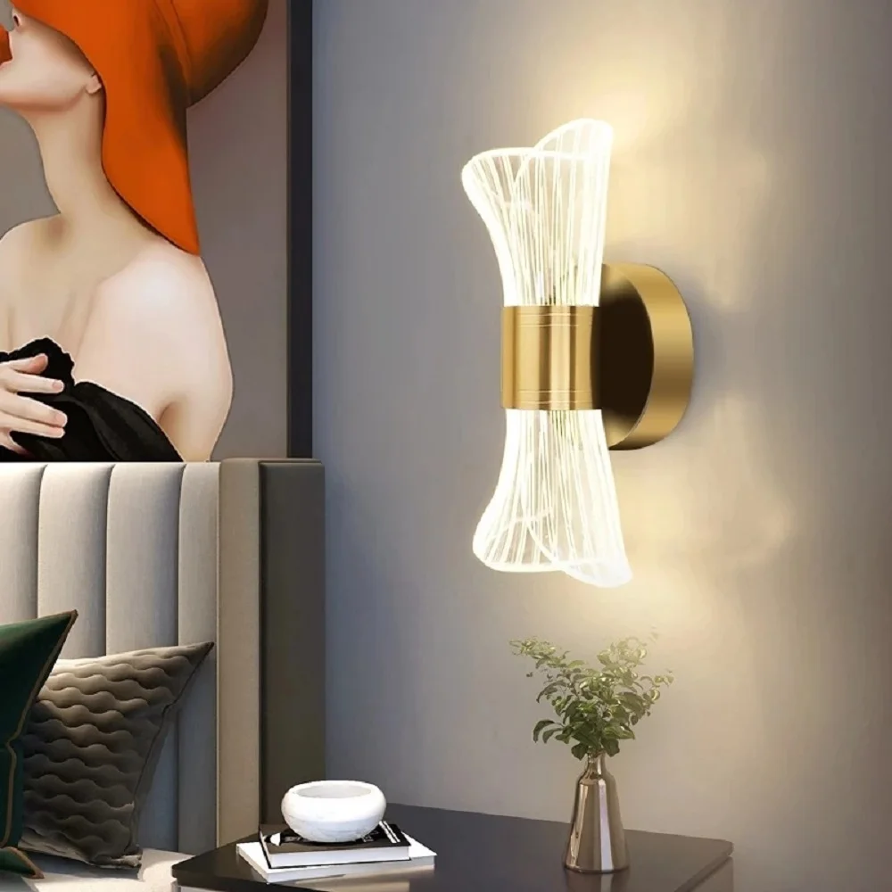 Imagem -02 - Modern Luxury Gold Black Wall Lamp Criativo Acrílico Led Wall Light para Corredor Sconce Living Quarto Bedside Corredor Home Decor