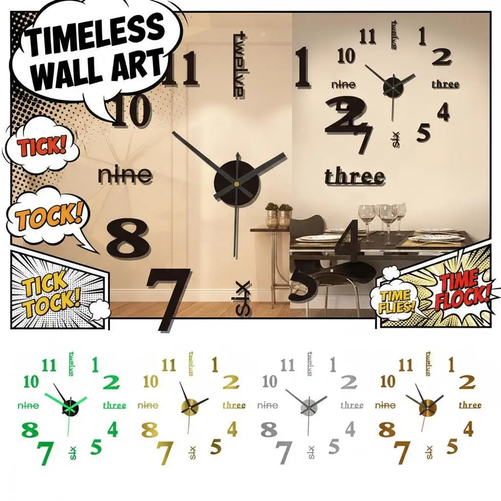 3D Wall Clock Mirro…