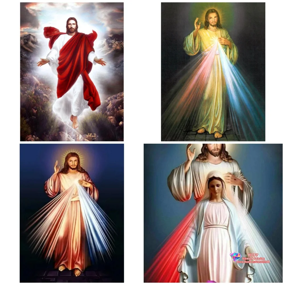 Merciful Divine Jesus Christ Image 5D DIY Diamond Painting Set with Square and Round Diamonds Handmade Crafts Home Decor Gifts