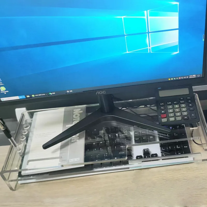 Acrylic Monitor Stand, Computer Screen Riser with Keyboard Storage, Desktop Organizer for Office & Home, Space-Saving Shelf