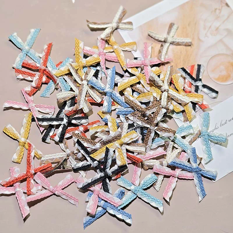 50Pcs Dopamine‑color Fabric Bows DIY Hair Accessory Parts, Decorations for Shoes Socks Hats Gift Boxes, Clothing Sewing Supplies