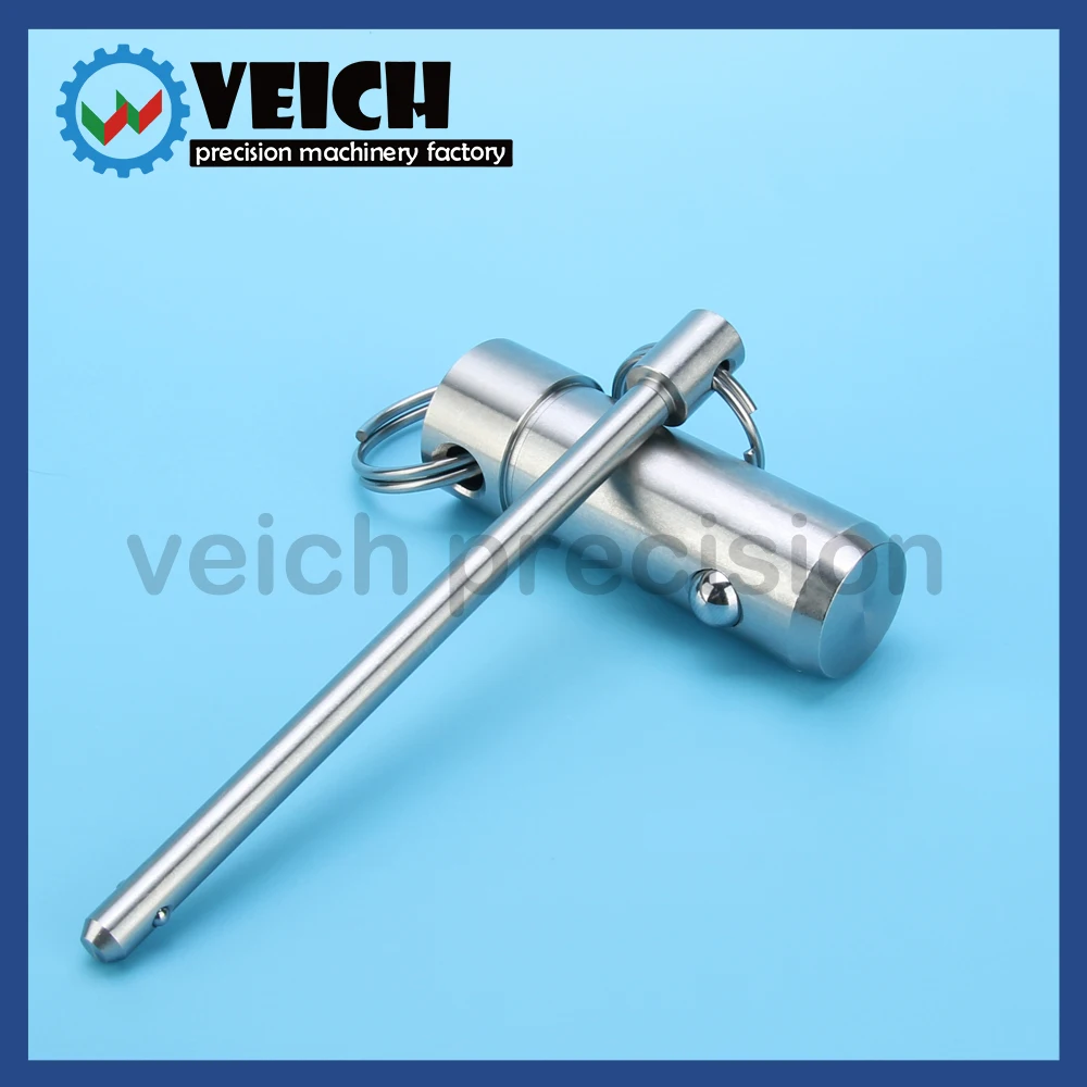 VCN114  Stainless Steel Spring type Ball Head Locking Pin Dia 5~25mm Quick Release Locating Pins With Pull Ring Length 10~100mm