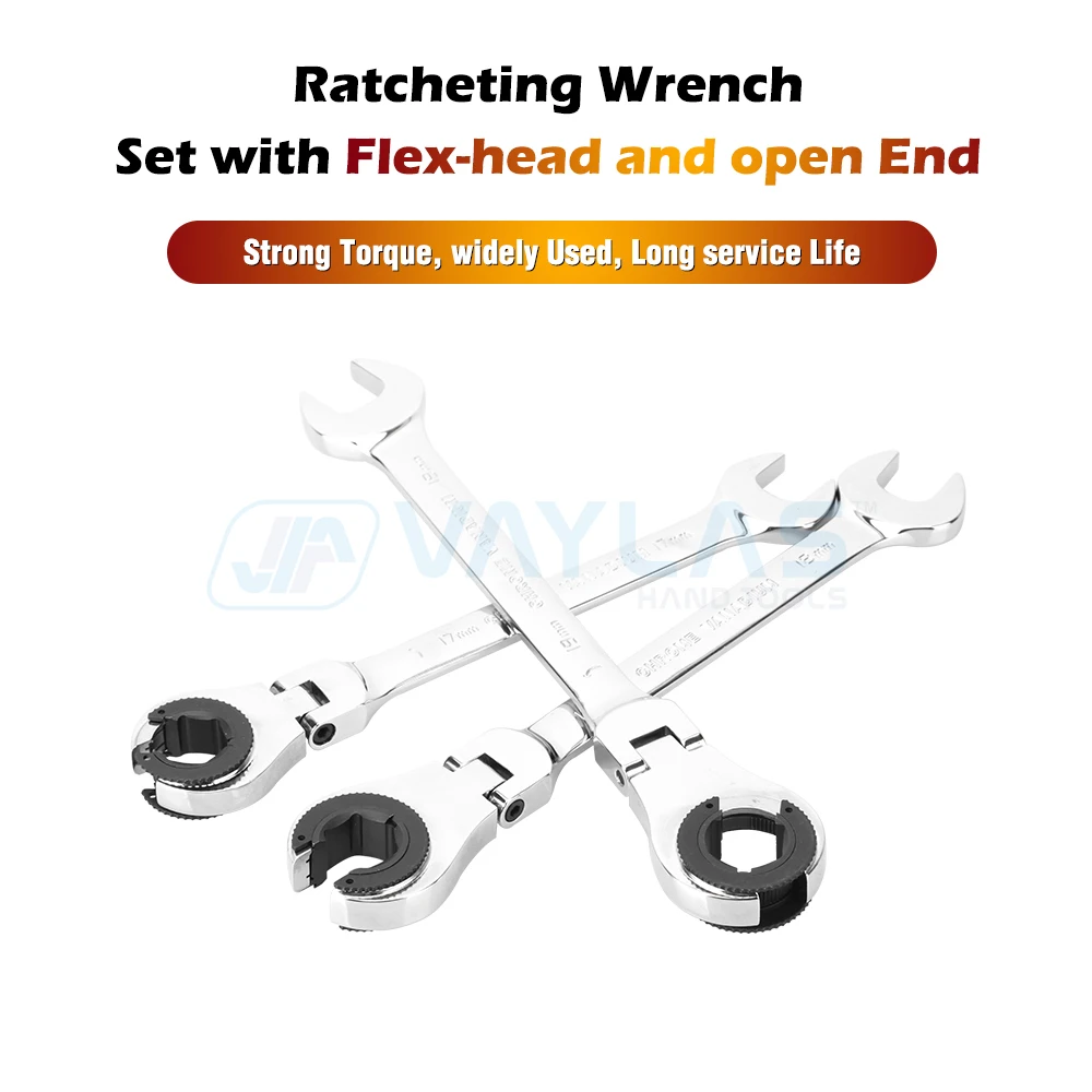 1pc Open Flex-head Flare Nut Ratcheting Wrench Metric Oil Pipe Ratchet Fix Tubing Combination Spanner Tubing Ratchet Wrench