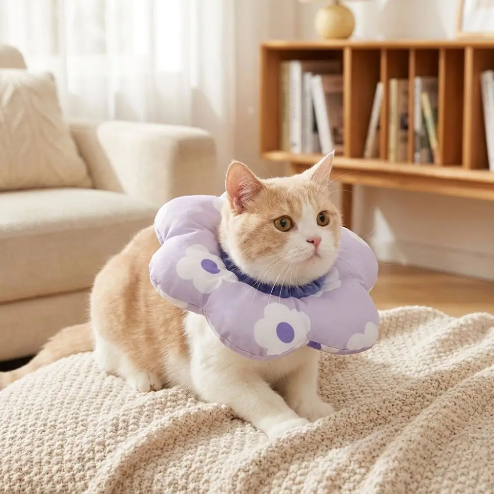 Adjustable Cat Elizabeth Collar Soft Anti-Scratch Pet Anti Lick Cover Comfortable Breathable Neck Protective Circle Pet Recovery