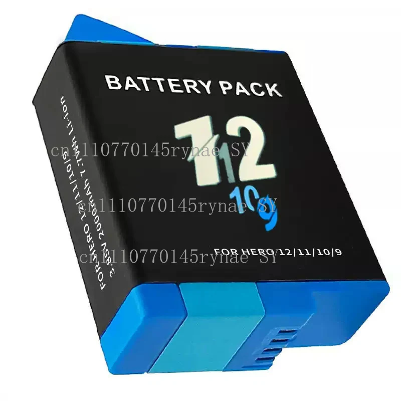 2000mAh Rechargeable Li-ion Battery for GoPro Hero 9 Hero 10 Hero 11 Hero 12 Sports Action Camera Replacement Battery