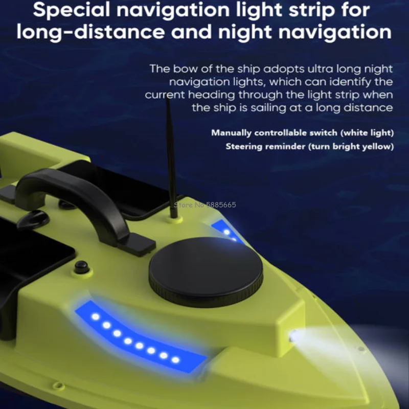 Barco de pesca con Control remoto, dispositivo inteligente con GPS profesional, 4 tolvas, 99 puntos, carga de 3KG, luz de Color, retorno automático