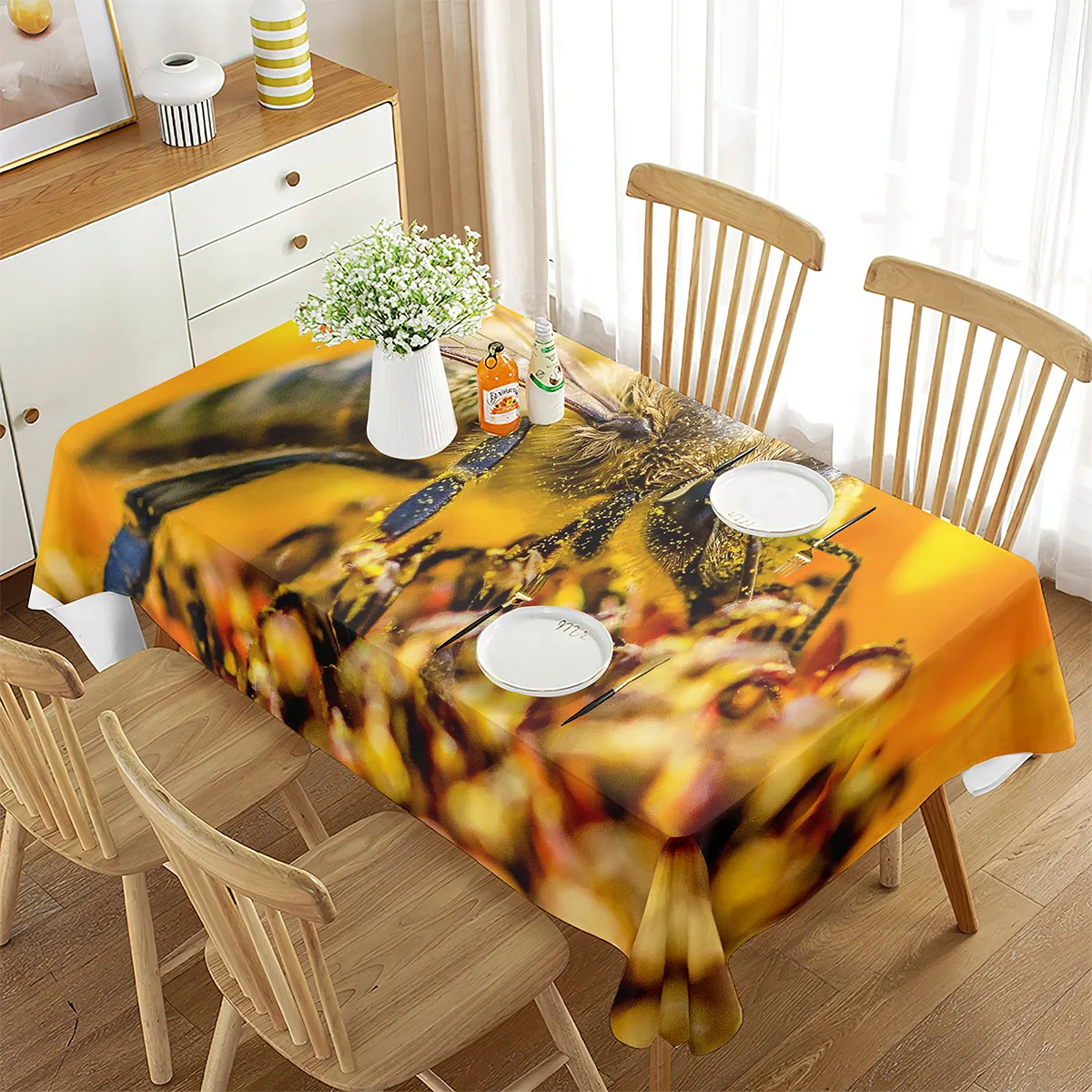 Rectangular Tablecloth Bee Rectangular Tablecloth Beehive Honey Home Decor Dining Room Kitchen Travel Living Room Banquet Party