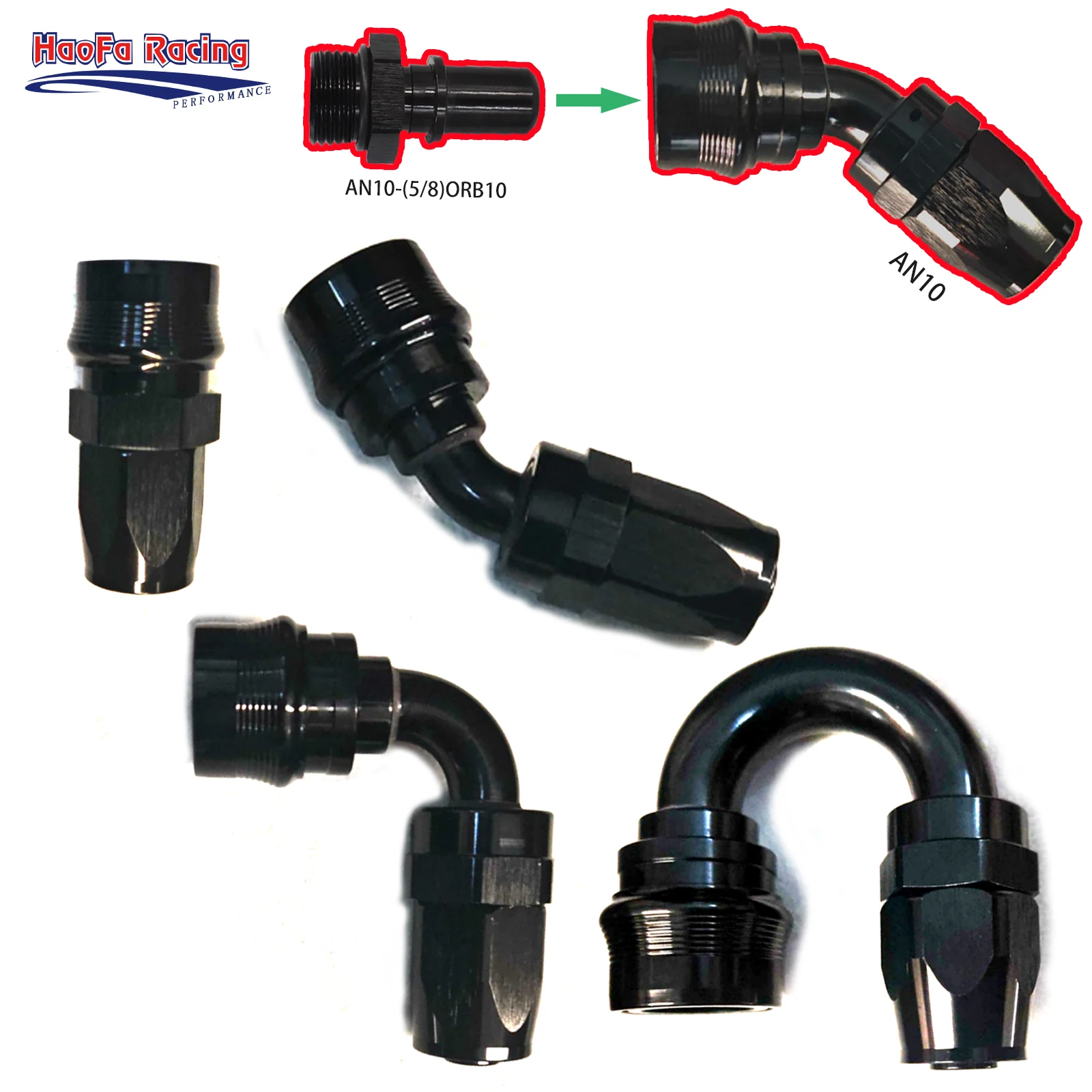 -4AN -6AN -8AN -10AN -12AN -16AN -20AN Quick-Release Fittings Swivel Fuel Hose End ORB Adapter Connector 0°/45°/90°/180° Black