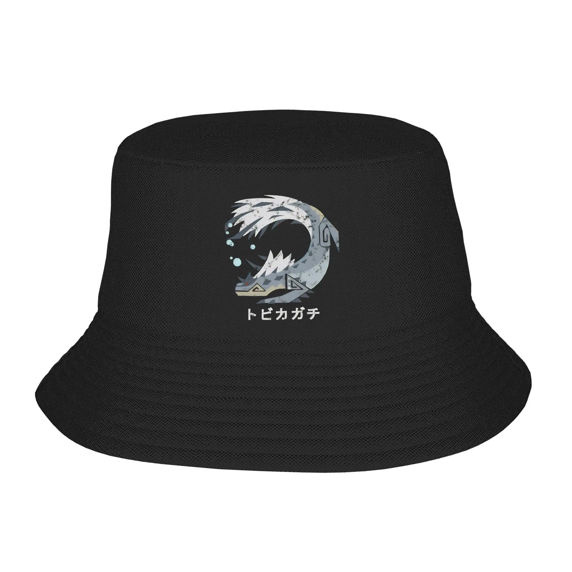 Monster Hunter World Bucket Hat For Men Women Tobi-Kadachi Kanji Icon Fisherman Hats Trendy Hunting Caps Breathable Sun Hats