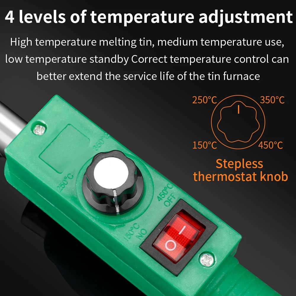 Imagem -04 - Luxianzi 220v 300w 500w Portátil Solda Pote Estanho Forno de Fusão Handheld Ajustável Controle Temperatura Desoldering Ferramenta Banho