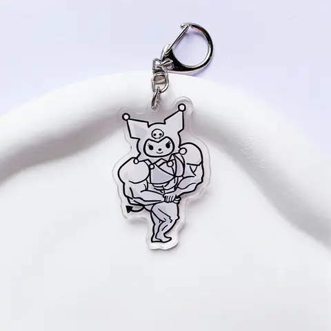 Funny Sanrio Muscle Dark Wind Keychain Kawaii Anime Hello Kitty Keychain Fitness Hunk Couple Melody Kuromi Bag Keyrings Pendant