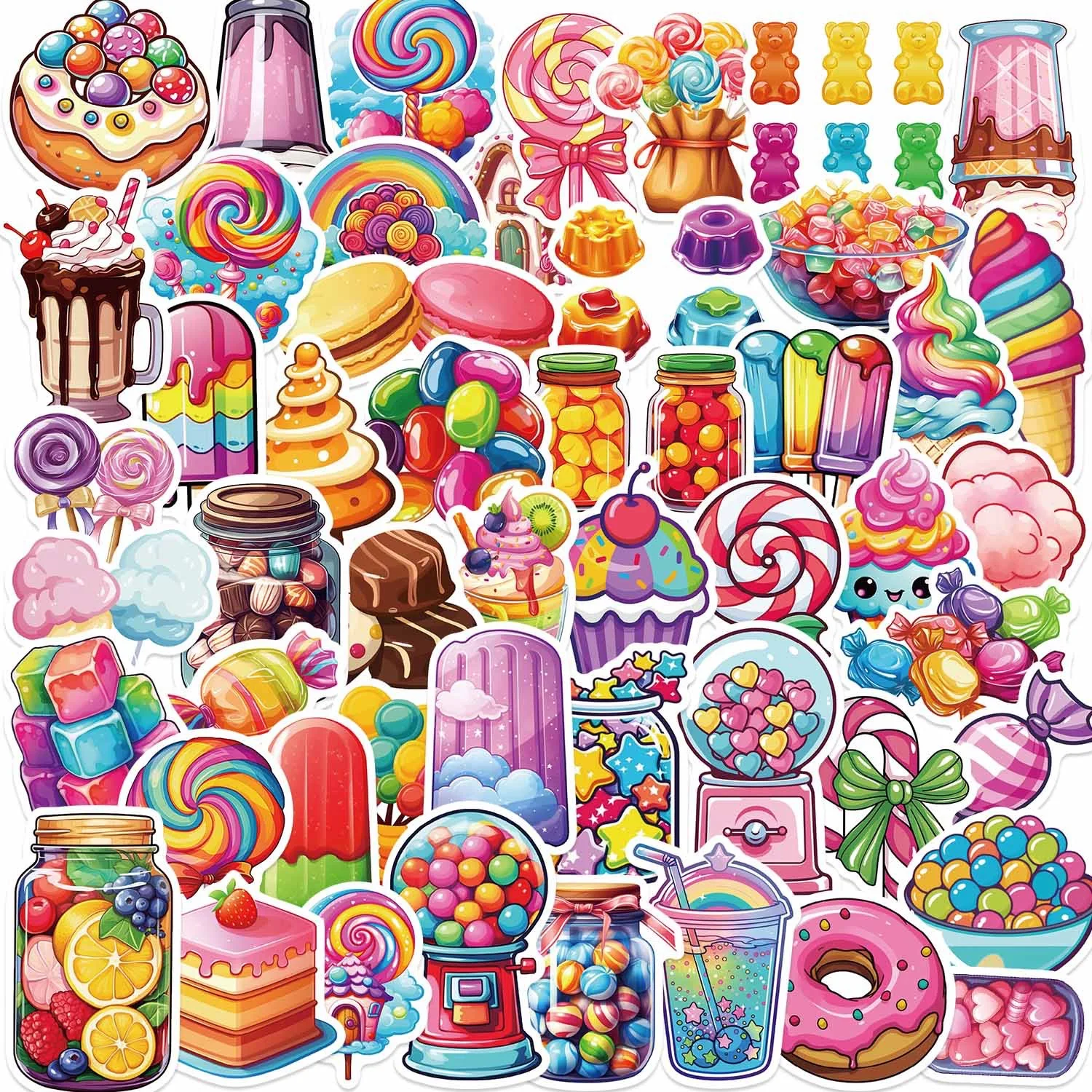 

10/50Pcs Cute Colorful Candy Cartoon Decoration Stickers Scrapbooking Notebook Water Bottle Laptop Luggage Car Sticker Toy Gift