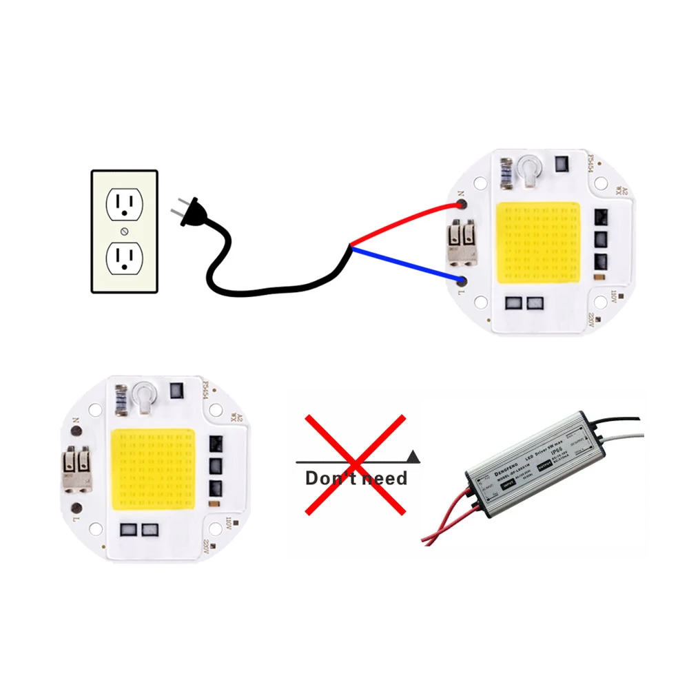 Imagem -03 - Cob Led Chip para Spotlight Floodlight Diodo Livre sem Necessidade de Driver Luz de Inundação Plant Light 220v 50w 70w 100w 10 Pcs