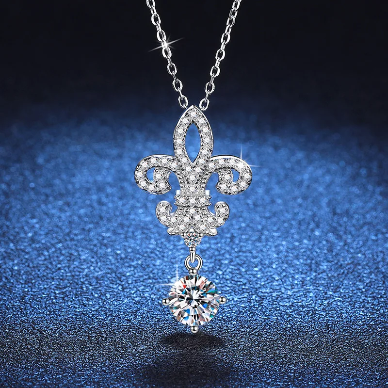 AETEEY S925 Silver Iris Flower Pendant Necklace Luxury Niche Temperament All Match Women Clavicle Jewelry