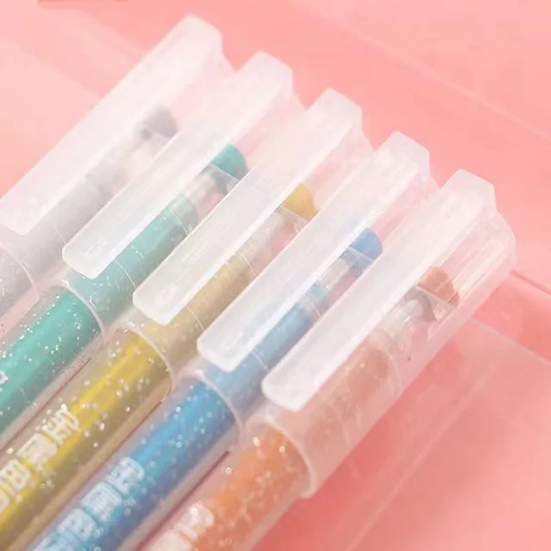 12-Color Glitter Gel Pens:  Office & School Writing Set with Quicksand & Fluorescent Pens  Kawaii Stationery