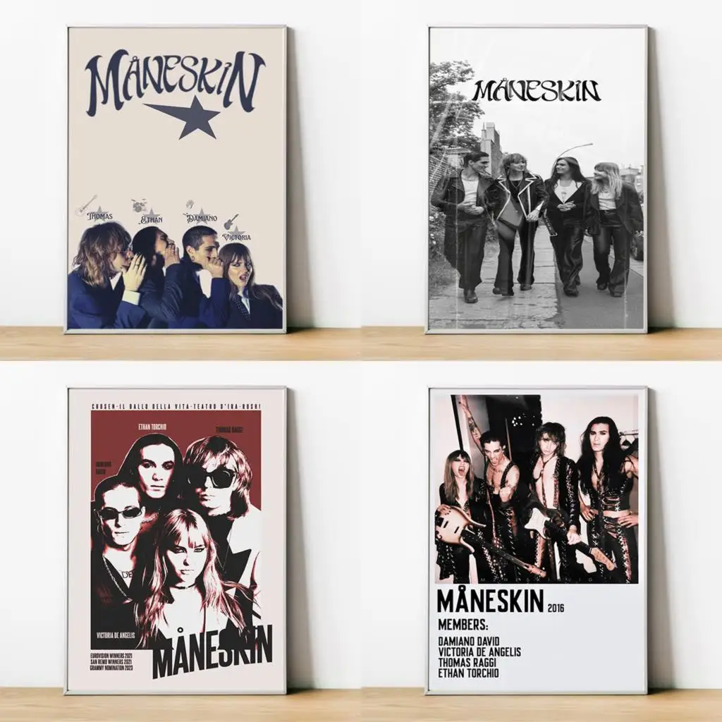

Måneskin Rock Music Band Stars Poster Decor for Room Decoration Wall Art Canvas Painting Decorative Paintings Anime Posters Home