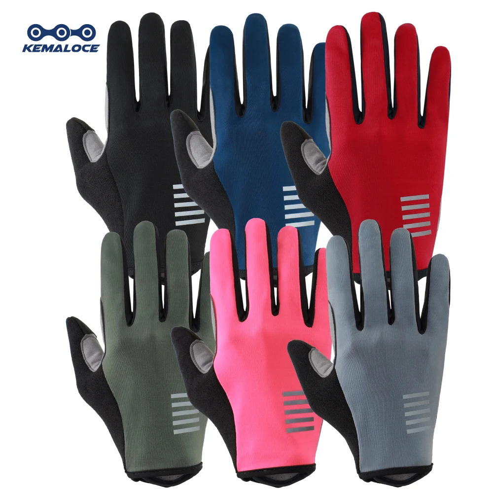 KEMALOCE guanti da ciclismo Full Finger uomo donna bici da strada Gel guanti da bicicletta estivi antiscivolo nero blu e rosa S-2XL guanto da bici