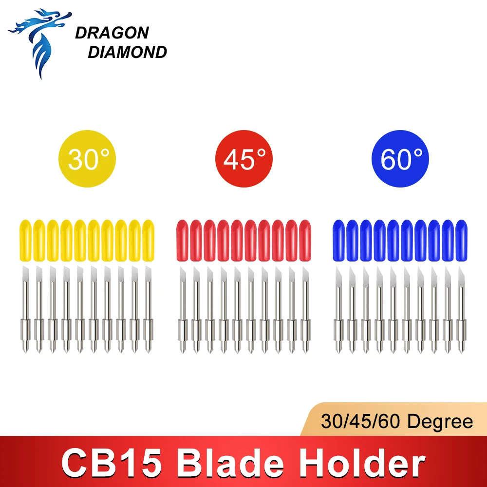 Lames de traceur en vinyle pour Graphtec CB15, 30 45 60 degrés + 1 porte-lame CB15 pour Machine à découper CB15U, 5/10 pièces