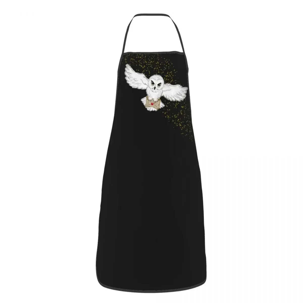 Unisex Owl Flight Tote Bag Bib Apron Adult Women Men Chef Tablier Cuisine for Cooking Kitchen Witch Magic Baking