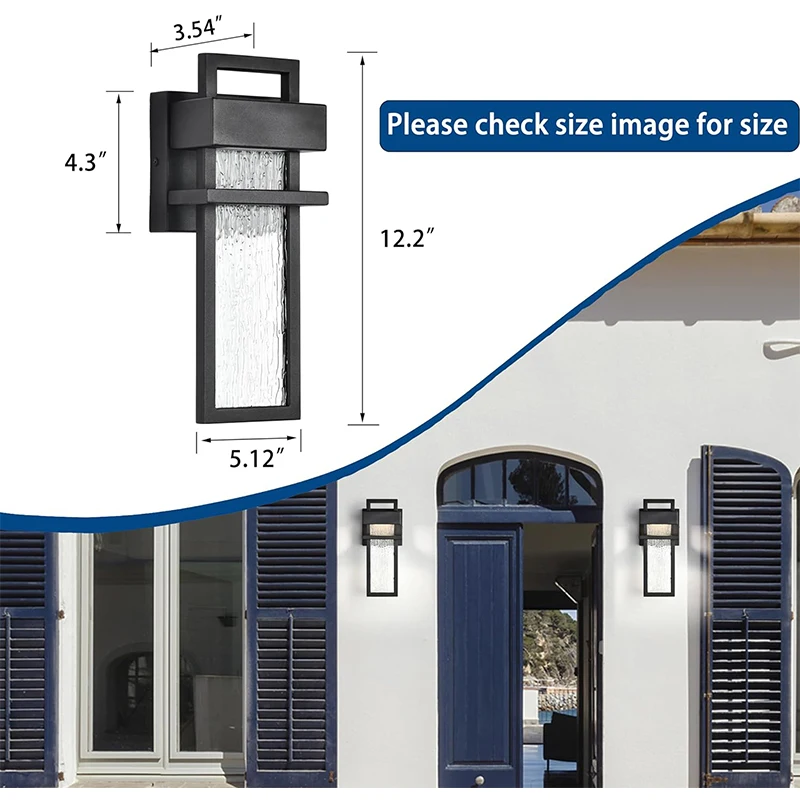 Imagem -04 - Alumínio Anti-ferrugem Led Wall Sconce Luminárias ao ar Livre Impermeável Varanda Lâmpada Corredor e Entrada Frontal Preto 12 122