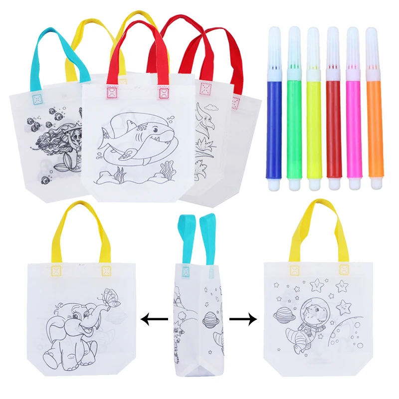 Double Sided Graffiti Bag Non-woven with Markers Early Childhood Education Children Painting Toys Kids Puzzle Drawing Toys TMZ