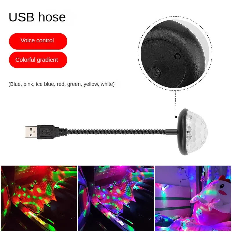 Dj Lighting Sound Party Auto USB Mini Disco Ball Lights RGB Multi Color Car Atmosphere Room Decorations Lamp Strobe Light