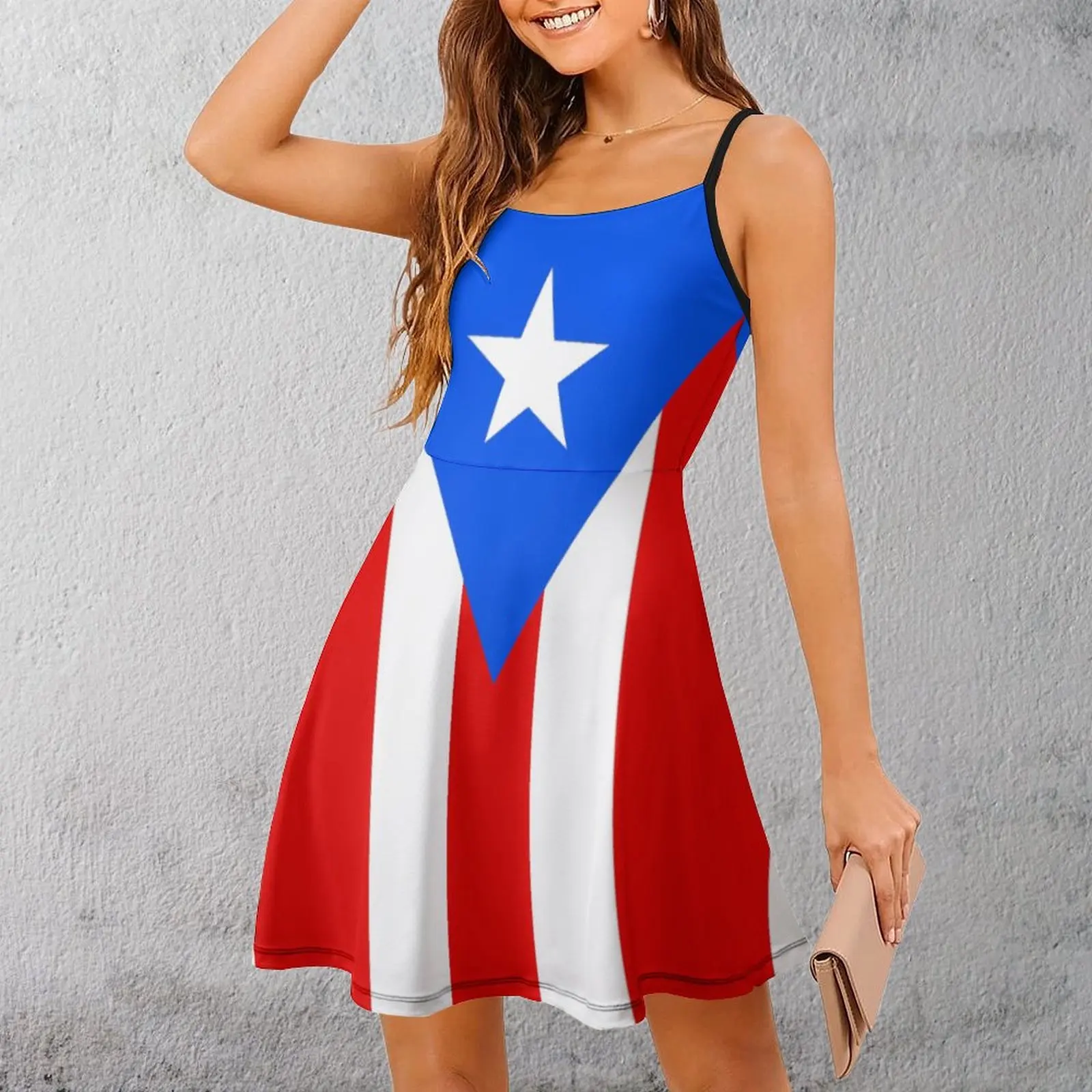 Sexy Woman\'s Clothing Strappy Dress Puerto Rico Flag Banner Women\'s Sling Dress Graphic Vintage  Parties Geek