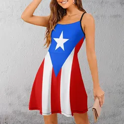 Sexy Woman's Clothing Strappy Dress Puerto Rico Flag Banner Women's Sling Dress Graphic Vintage  Parties Geek