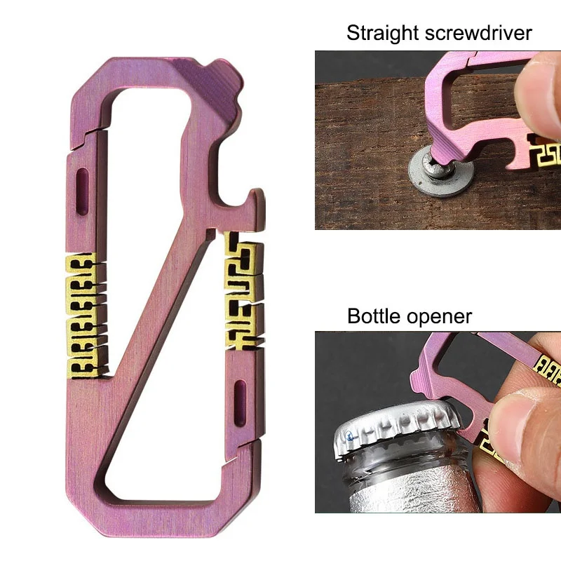 Titanium Alloy Keychain Multifunctional Buckle Bottle Opener Screwdriver EDC Tools Outdoor Survival Waist Hanging Gadgets