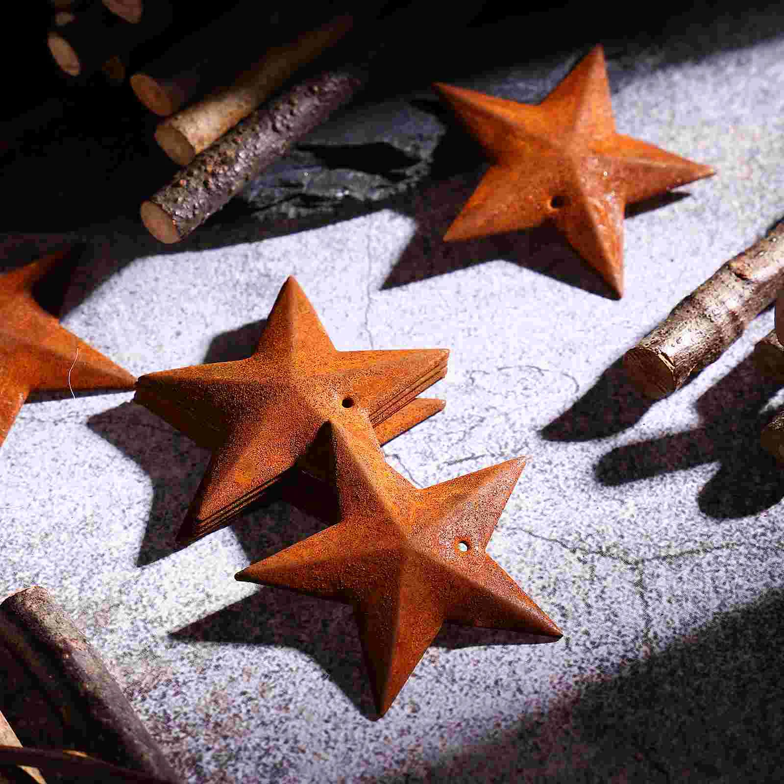 Rusty Metal Stars Christmas Wreath Ornamentos, Mini Árvore Pingentes, Artesanato Decorações, Moda