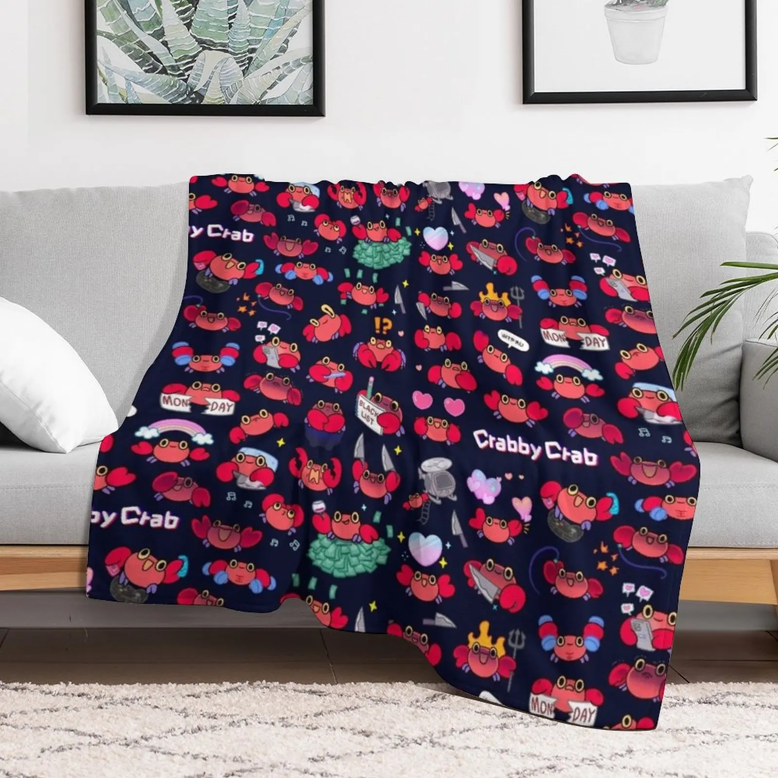 Crabby crab - pattern Throw Blanket