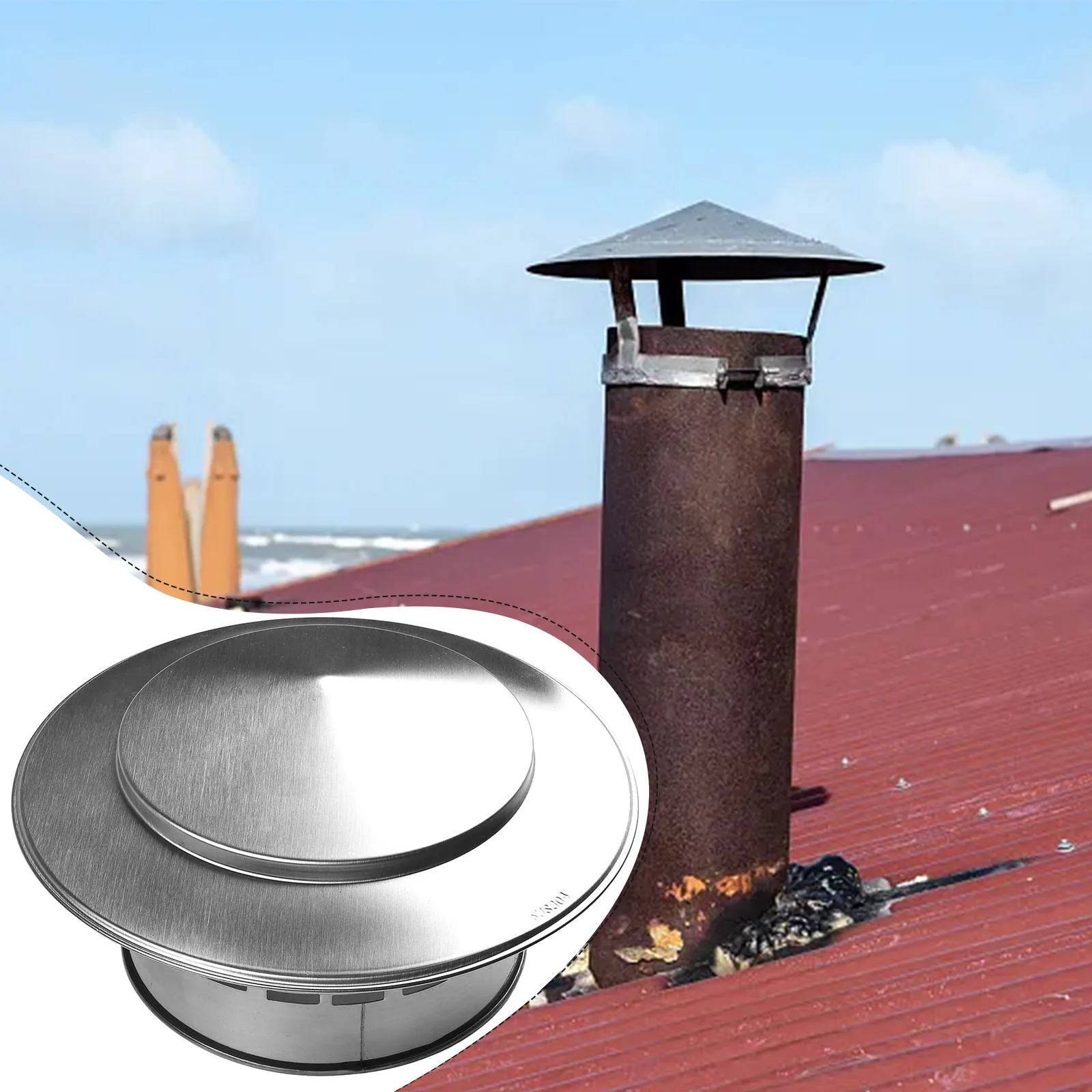 1 X Chimney Cap Stainles Steel Air Extraction Hoods Chimney Cap Exhaust Hood Exterior Wall Fresh Air Brand New