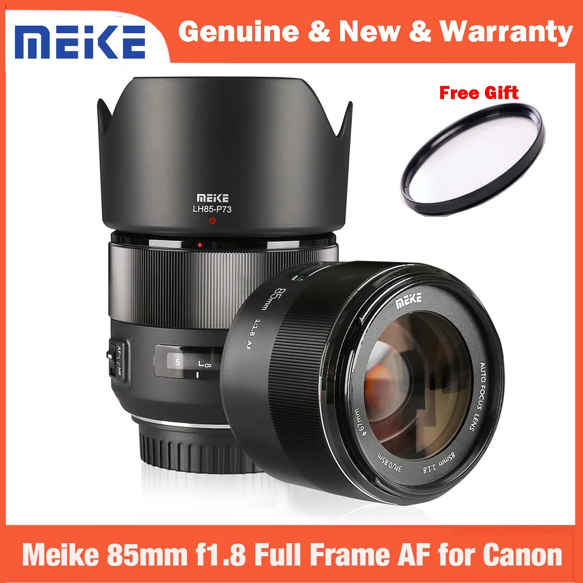 Meike 85mm F1.8 Full Frame Auto Focus Portrait Prime Lens for Canon EOS EF Mount Digital SLR Cameras 1300D 600D200D 6D 5D 450D