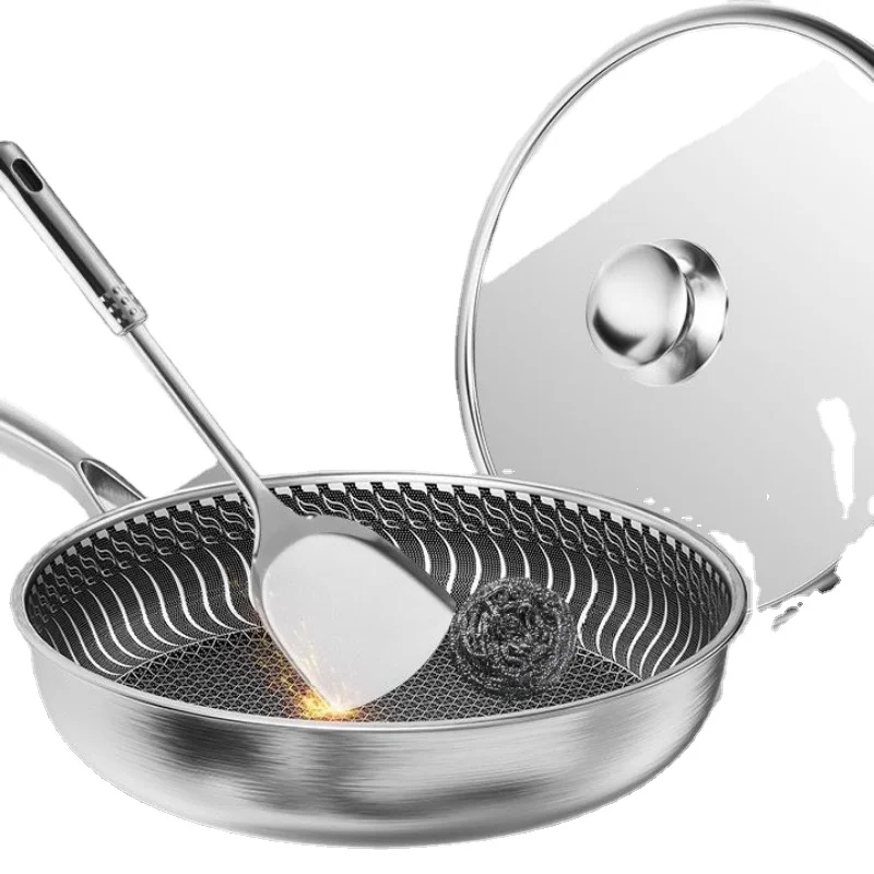 Multi-functional 316 Stainless Steel Pan: Non-stick, Oil-free and Smoke-free for All Kinds of Food