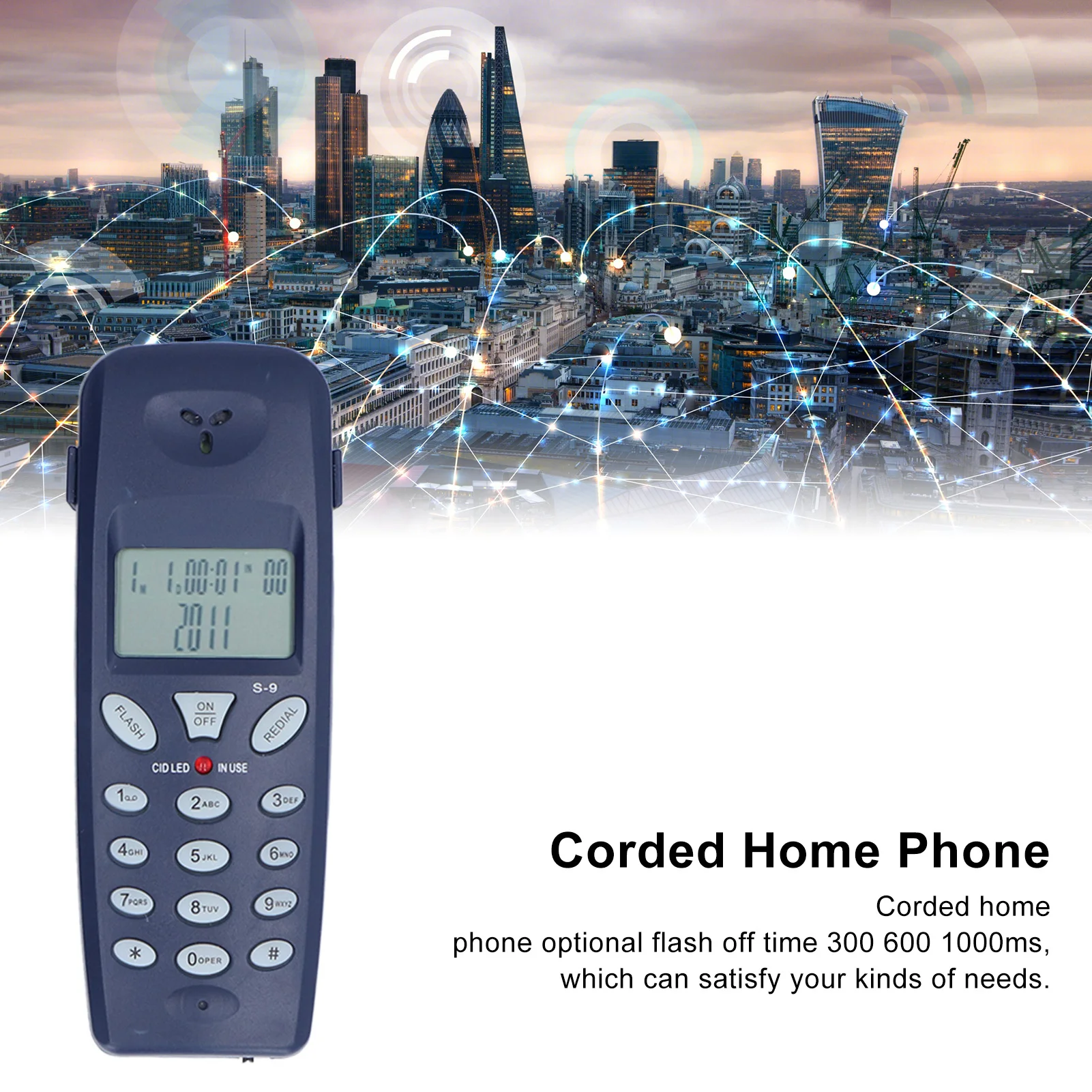 Corded Landline Corded Phone Corded Phone FSK DTMF 12 Bit LCD Display Wired Telephone with Redial Pause Function for Home