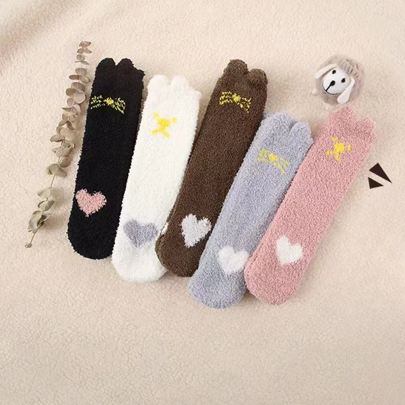 5 Pairs New Autumn Winter Thick Women Cute Socks Set Warm Ladies Girl Cartoon Warm Floor Sleeping Sock For Women Gift