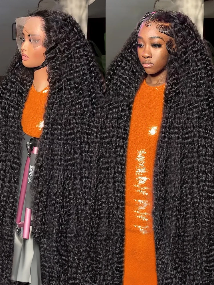 

300 High Density 40 46 Inch Deep Water Wave 13x6 Lace Frontal Wigs Brazilian HD 13x4 Curly Lace Front Human Hair Wigs For Women