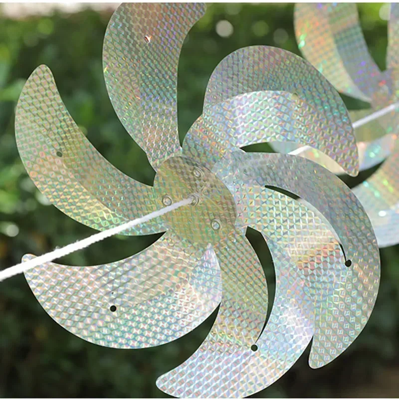 10m 8pcs Laser Bird Pigeon Repeller Windmill String Reject Pinwheels Spinner Reflective Wholesale Garden Anti Birds Scarer