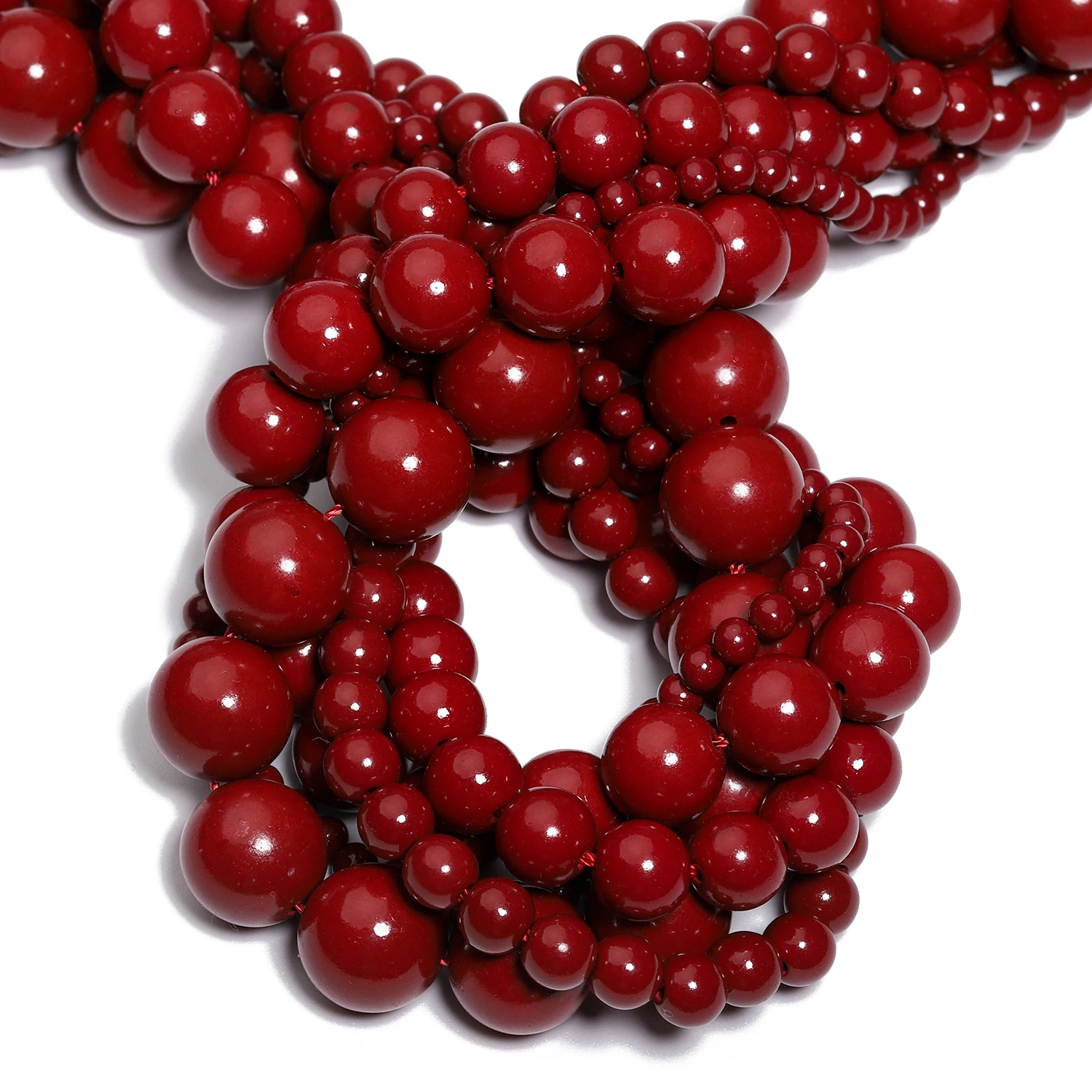 4/6/8/10/12mm Natural Stone Beads Cinnabar Jade Round Spacer Beads for Jewelry Making DIY Bracelet Necklace Accessories 15''