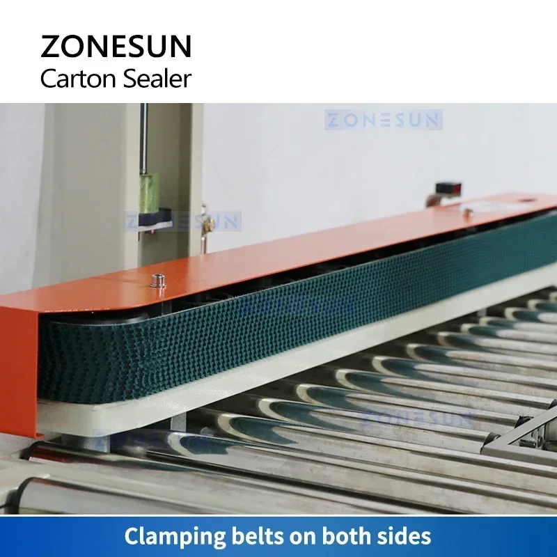 ZONESUN Pneumatic Carton Sealing Machine Automatic Cardboard Box Top Bottom Clamping Taping Express Parcel Packaging ZS-FKC5040X