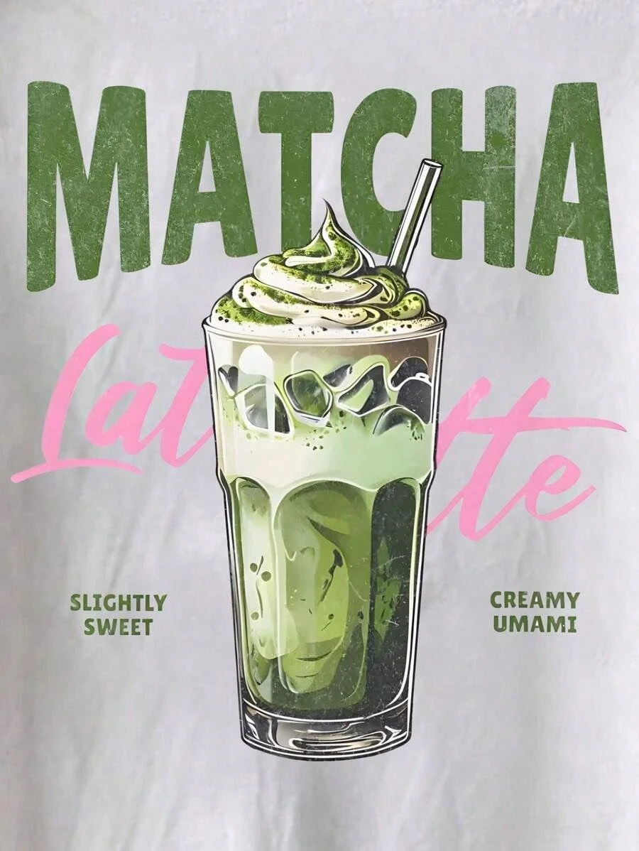 المرأة شرب مطبوعة طاقم الرقبة تي شيرتات قصيرة الاكمام 2026 الصيف Y2K نمط Harajuku الشارع نمط عادية في الهواء الطلق تنوعا