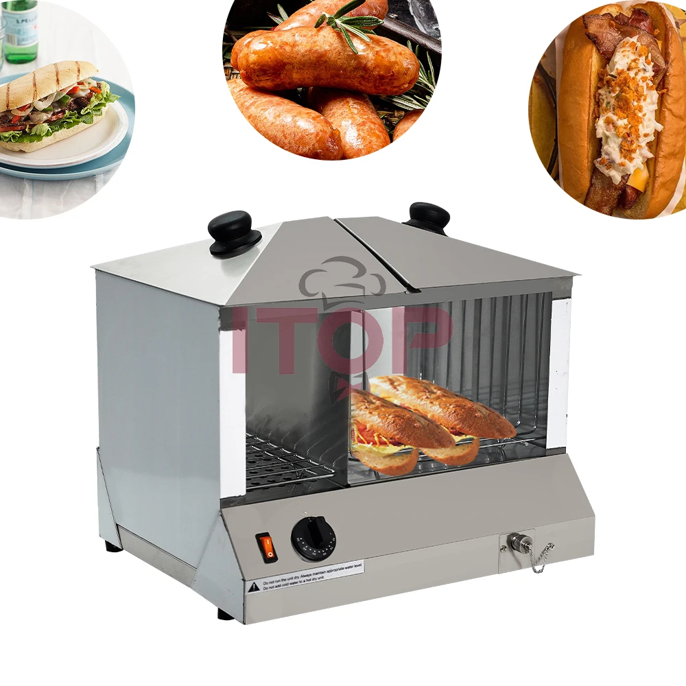 Snack Warmer Stainless Steel Food Warmer Display Showing Baking Kitchen Machine Hot Dog Steamer Warmer With Bread Heating