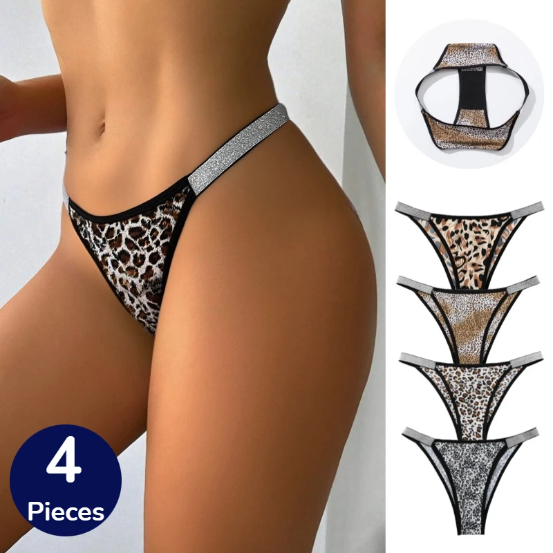 

Трусики женские WarmSteps, 4 шт./компл., с леопардовым принтом, очаровательные, сексуальные, дышащие, бесшовные, больших размеров, бикини, уютные, горячая новинка