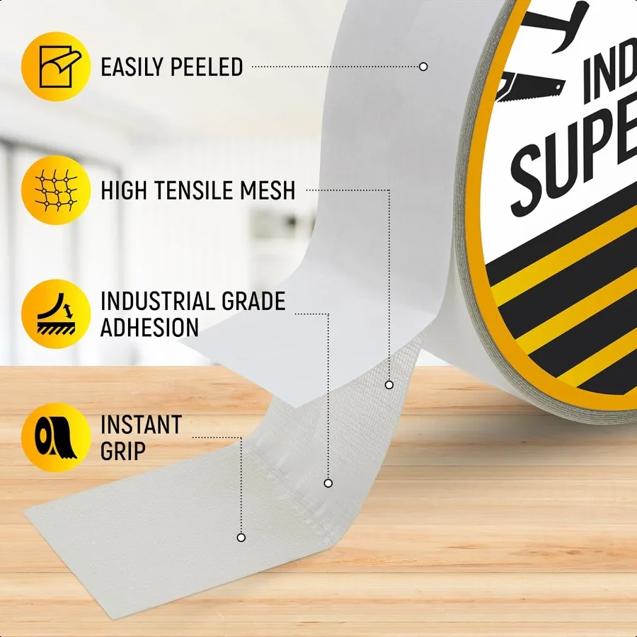 TargetControl™ 65FT x 2'' Carpet Tape Double Sided Rug Tape Grippers for Hardwood Floors and Area Rugs Carpet Binding Tape Stro