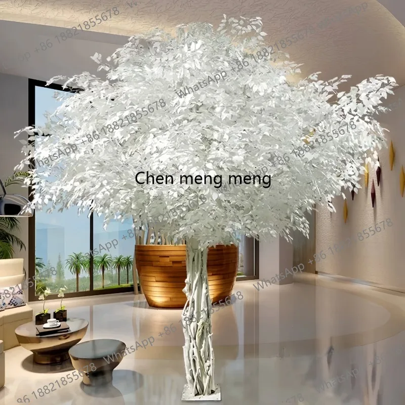 Simulation beautiful Chen white fake banyan tree shopping mall clothing store props decoration landscaping snow landing